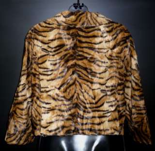   GOES AROUND COMES AROUND FAUX FUR NATALIA CROPPED TIGER JACKET S $418
