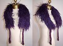   Vintage Purple Ostrich Feather Neck Boa Collar Stole & Tassels Trim
