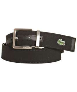 Lacoste black fabric and leather reversible belt   