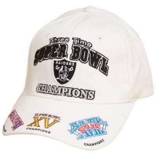 NFL OAKLAND RAIDERS SUPER BOWL CHAMPIONS WHITE HAT CAP  