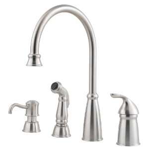   Avalon High Arc 4 Hole Single Control Kitchen Faucet, Stainless Steel