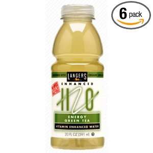 Langers H2O, Sparkling Green Tea, 12 Ounce (Pack of 6)  