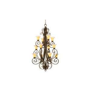   12 Light Large Foyer Chandelier in Tuscan Sun with Stone glass