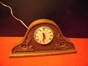 Vintage Lanshire Floral Hard Resin Mantel Clock 13.5L  