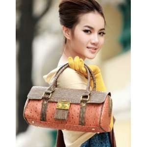 Faux PU Leather Purse Shoulder Baguette Bag Handbag Ostrich Stone 