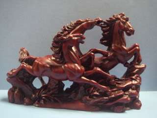 Red Horse Three Running Horses Figurine Statue  