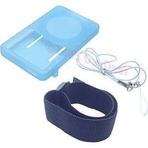  Light Blue Skin Cover w/ Armband for Apple iPod video 30GB 