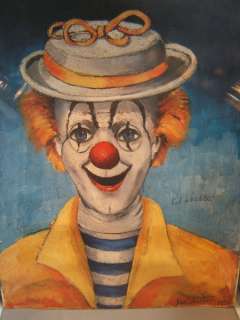1950 RED SKELTON Lithograph Painting of GIRL CLOWN Signed Twice 