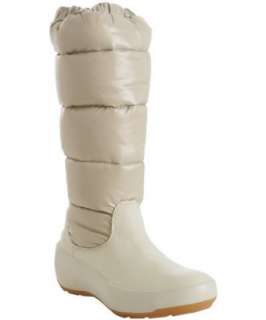 Moncler khaki quilted down and leather boots  