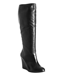 Pour la Victoire black leather Shay wedge tall boots