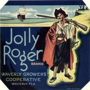 Jolly Roger Vintage Citrus Crate Label Waverly, Florida  