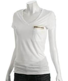 Romeo & Juliet Couture white cotton zip pocket v neck t shirt 
