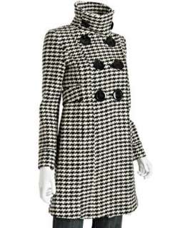 Soia & Kyo black houndstooth Billy funnel neck coat   up to 