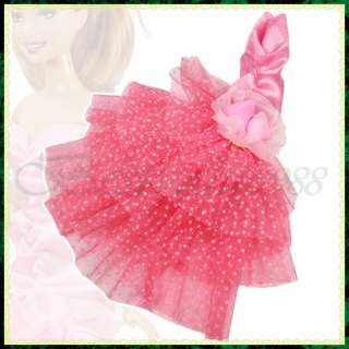 Handmade Rose Evening Party Dress Gown Shoes For Barbie Doll Xmas 