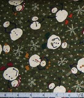 Primitive Christmas Snowman Snowflake Snowmen Fabric  