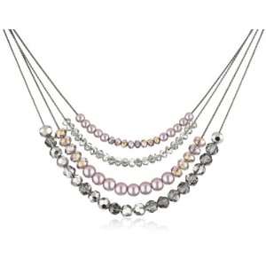 Kenneth Cole New York Modern Orchid Purple Pearl and Bead Multi Row 