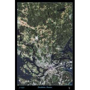 Satellite map of Stockholm, Sweden, satellite poster print/map 24x36 