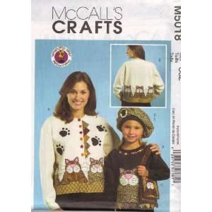  McCalls Crafts Pattern M5018 for Kitty Appliques, Beret, Purse 