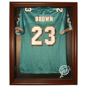 Miami Dolphins Full Size Removable Face Jersey Display Case, Mahogany 