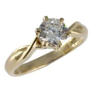   Gold, Moissanite Solitaire Engagement Ring (1ct /6 prong) Jewelry