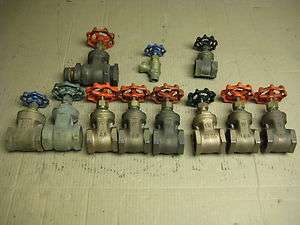 valve lot, gate style, brass 1 1/4 (9) + others 125psi  