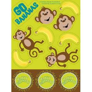 Monkey Themed Party Stickers Toys & Games