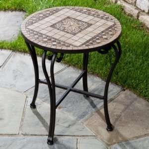   Alfresco Home Marble Mosaic Outdoor Side Table Patio, Lawn & Garden