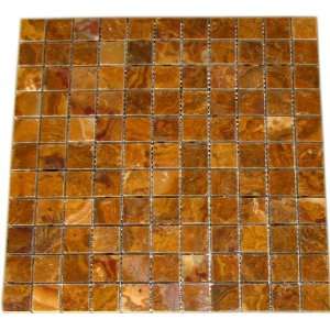   Brown Gold Onyx Polished Designer Mosaics Tiles Meshed on 12x12 sheets