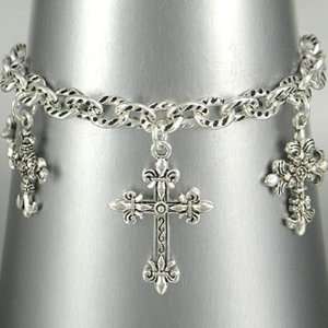   Vintage Style Christian Cross Toggle Charm Bracelet