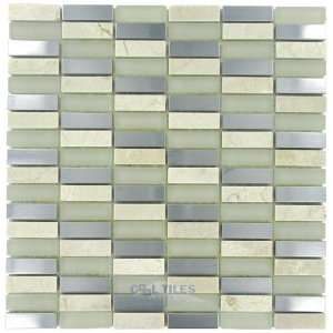   stacked glass and metal mosaic tile in cirrus me