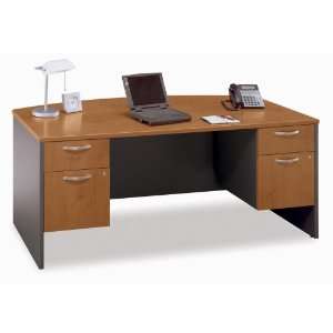  Bow Front Desk and Pedestals Set   Series C Natural Cherry 