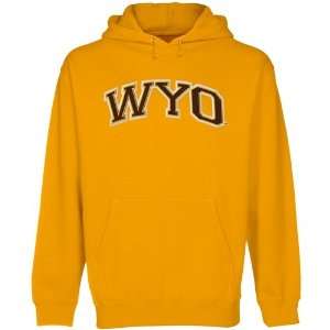  NCAA Wyoming Cowboys Gold Arch Applique Midweight Pullover 