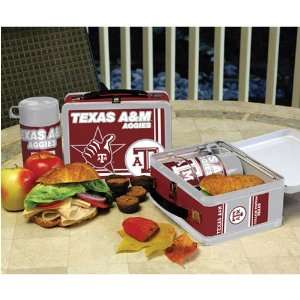 Texas A&M Aggies NCAA Tin Lunch Box With Thermos  Sports 
