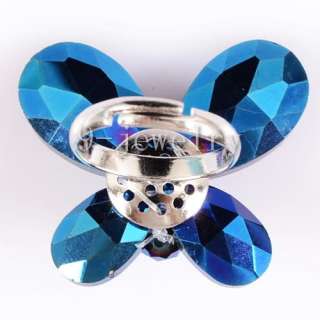 Size 7 10 Blue Quartz Faceted Butterfly Ring  