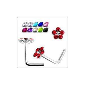   with Center Clear Stone L Shaped Nose Pin Piercing Jewelry Jewelry