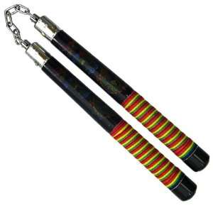  12 Solid Wood Nunchucks with rounded edge   Black Dragon 