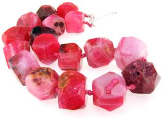 Charm Big Faceted Red Agate 25mm Gemstone Bead Necklace  