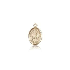  14kt Gold O/L Our Lady of Lourdes Medal 1/2 x 1/4 Inches 