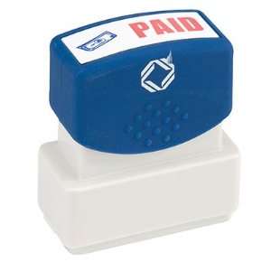  Two Color Pre Inked Title Stamp, PAID, Red/Blue, EA 