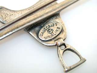 Vintage CROP & SADDLE HORSE RELATED DANECRAFT STERLING SILVER PIN 