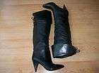   Revenge Boots Over the Knee Pull On Black Leather Womens sz 7.5 NIB