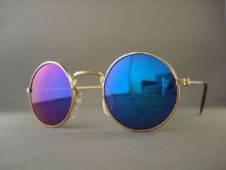 Retro Vintage Round Fire Mirror Gold Sunglasses 1084G  