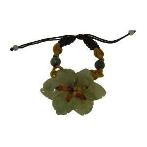   Petunia Flower Jade Bracelet Embellished with Golden Flower Knotting