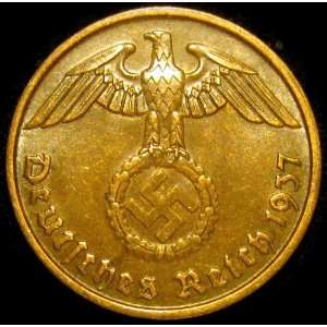   1937 A Germany Third Reich 2 Reichspfennig Coin KM#90 