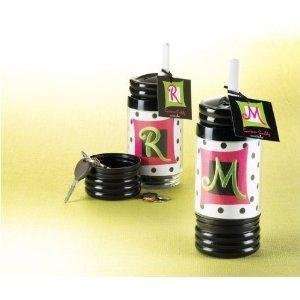  Mud Pie Womens Initial Canteen Caddy Water Bottle   S 