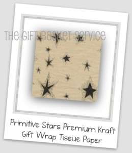   Primitive Stars Gift Wrap Tissue Paper 20 sheets 10x26 Country Wrap