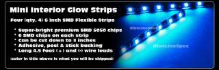 Blue LED Interior Lights Glow Lighting 4 Strips 5050 SMD Flexible 