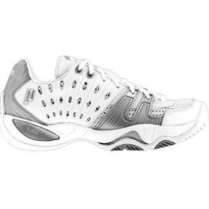 Prince Womens T22 Tennis Shoe (White/Silver)  Sports 