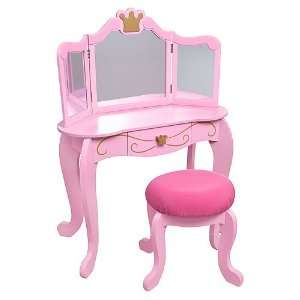   Girls Furniture Pink Princess 2Pc Vanity Stool Set