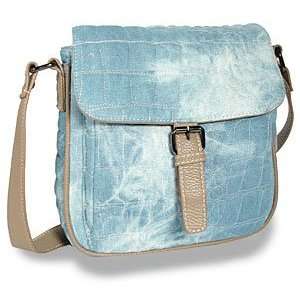  Quilted Denim Front Pocket Sling Handbag 